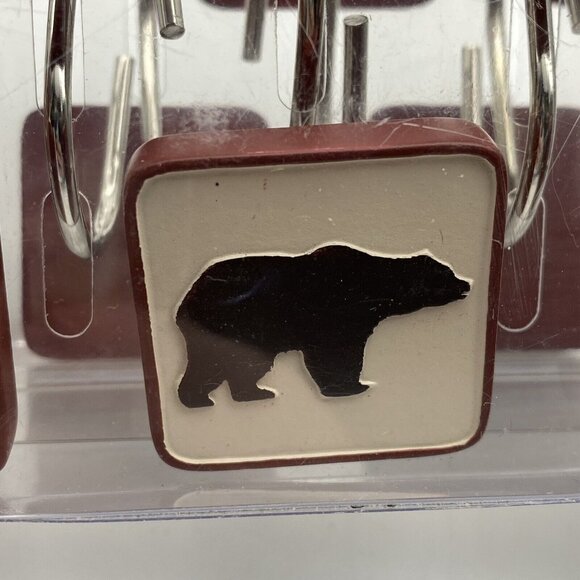 Set Of 12 Alaska Bear Shower Curtain Hooks Resin‎ Square Animal Wildlife 1.5x1.5 - Picture 6 of 7